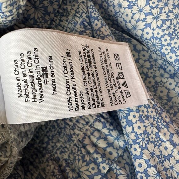 J.Crew Liberty Blue White Floral Smocked Midi Skirt L Cottagecore Boho Coastal - Picture 12 of 14